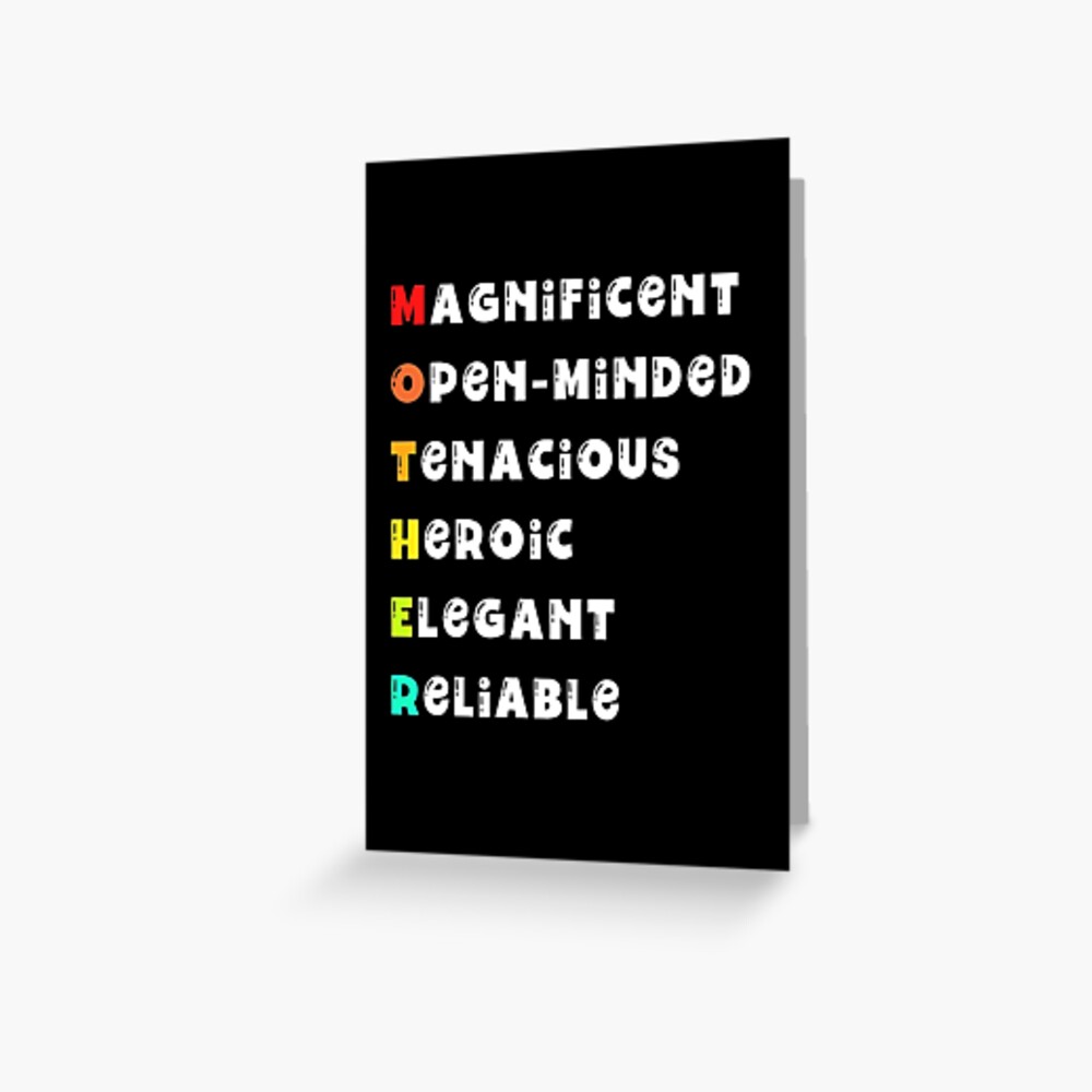 Acrostic poems for mother gifts for mother on her birthday and mothers day rainbow design greeting card for sale by subtleday