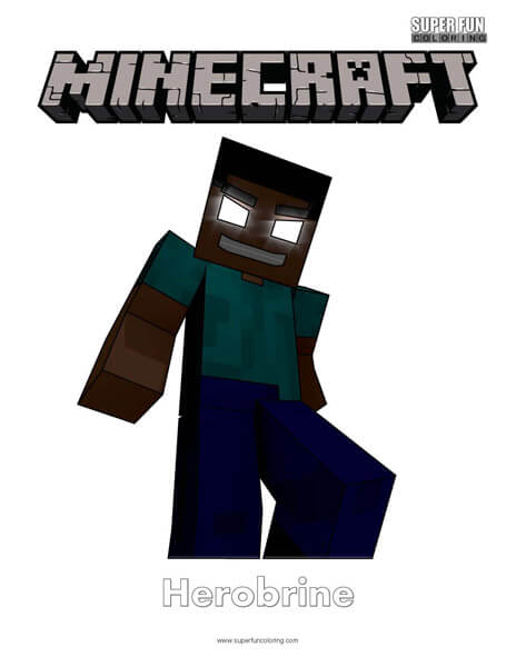 Minecraft herobrine coloring page