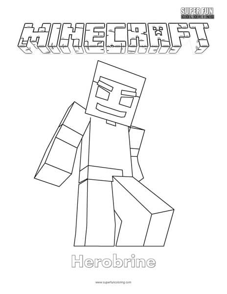 Minecraft herobrine coloring page