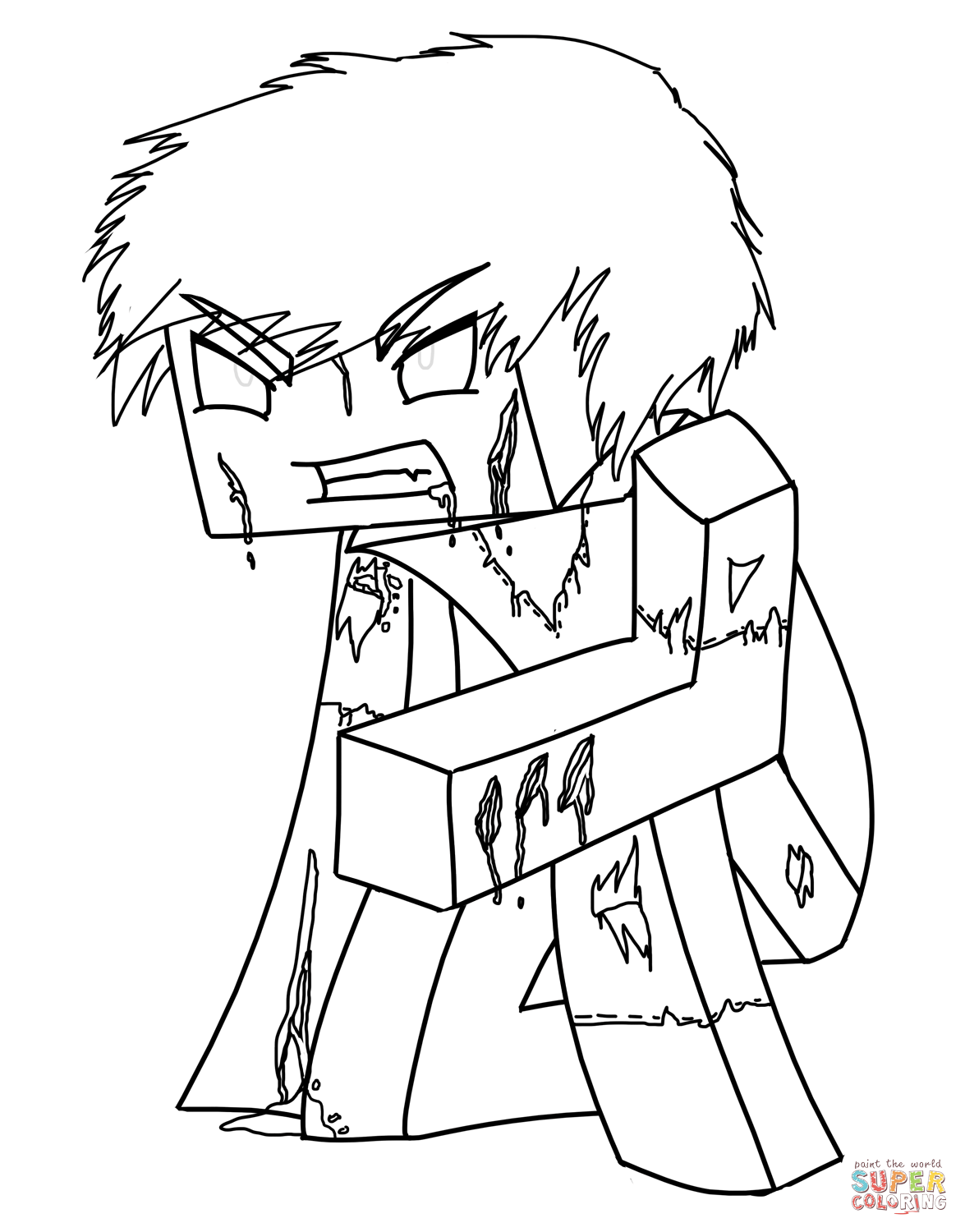 Minecraft herobrine coloring page free printable coloring pages