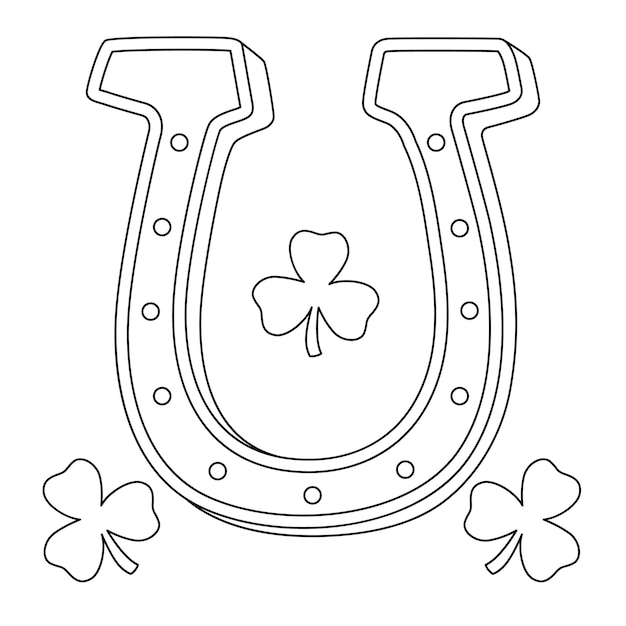 Premium vector st patricks day horseshoe coloring page for kids