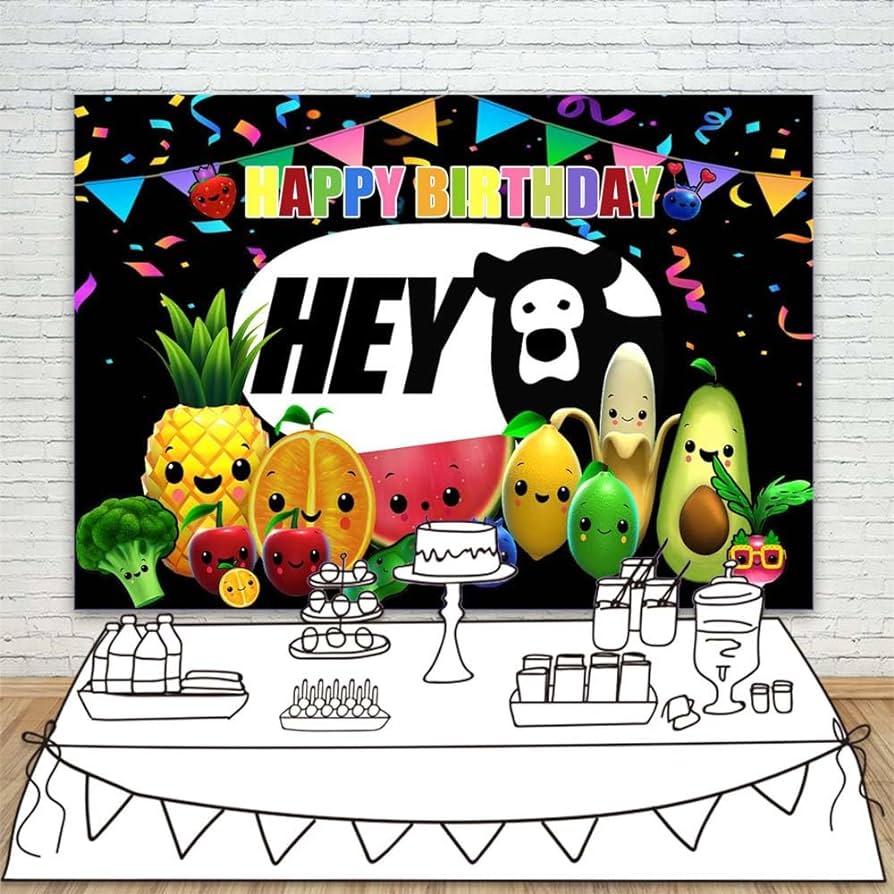 Colourful hey bear sensory fruit st birthday decorations backdrop xft summer fruits birthday banner vinyl happy first birthday baby girl boy background hey bear sensory fruit themed party supplies