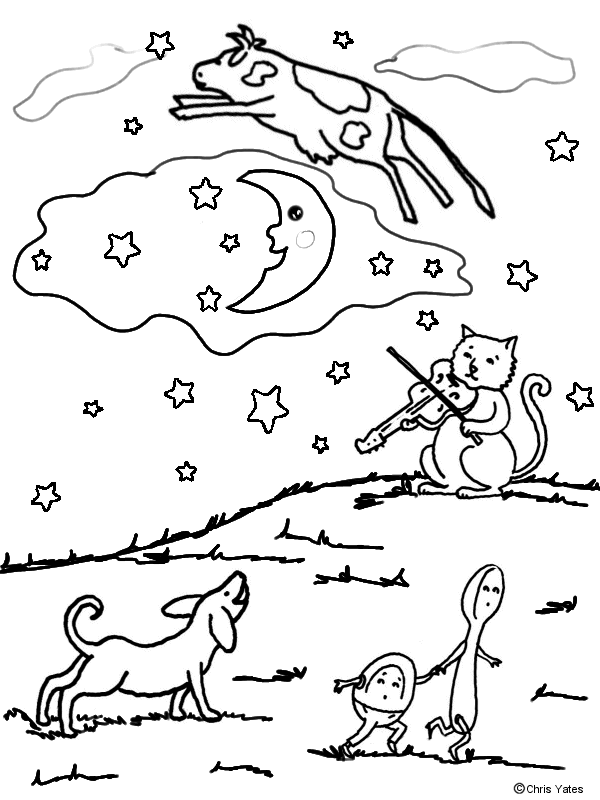 Hey diddle diddle coloring page nursery rhymes preschool crafts nursery rhymes preschool nursery rhymes activities