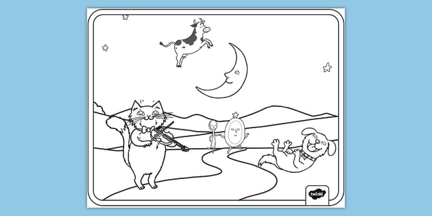 Hey diddle diddle coloring page teacher made