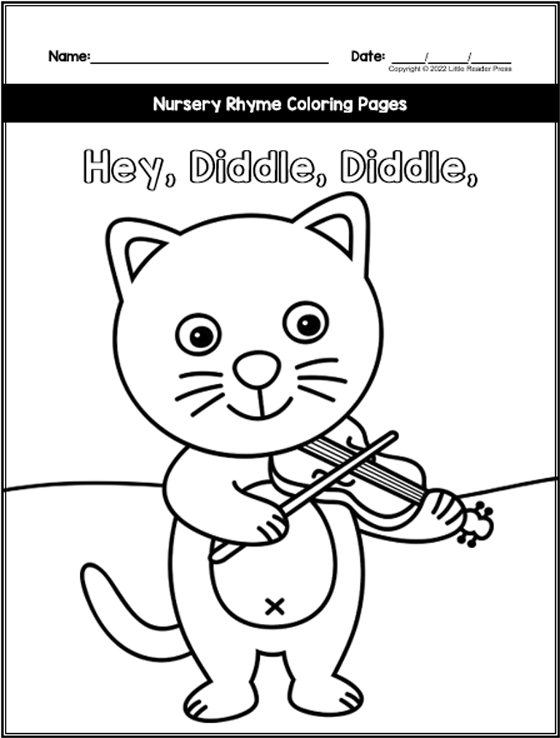 Hey diddle diddle coloring book pages made by teachers
