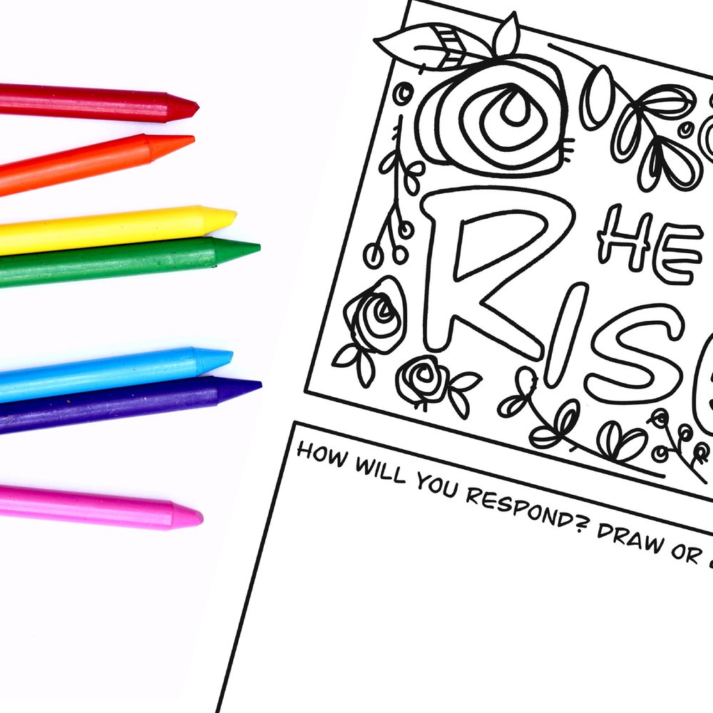 Hi is risen coloring page and worksheet for easter âcarrot top studio