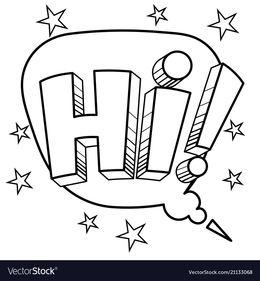 Hi word ic book coloring royalty free vector image