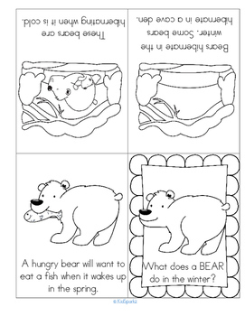 Bear hibernation foldable booklets printables in color and bw free