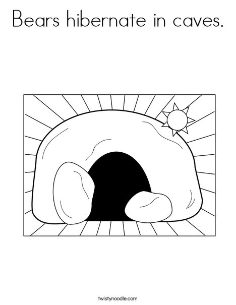 Bears hibernate in caves coloring page