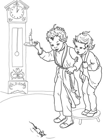 Hickory dickory dock coloring page free printable coloring pages