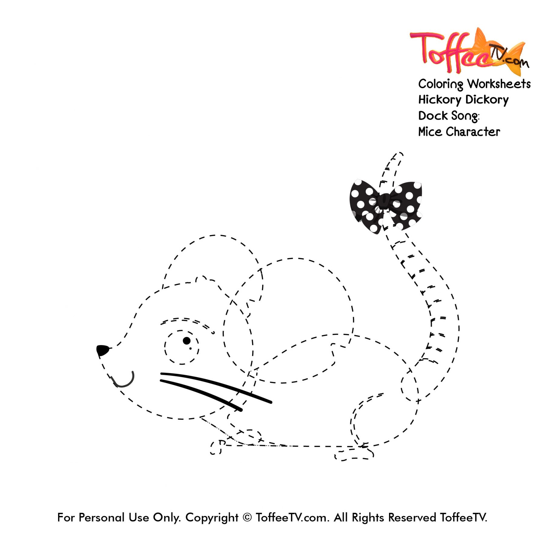Mice character â coloring worksheet from hickory dickory dock â
