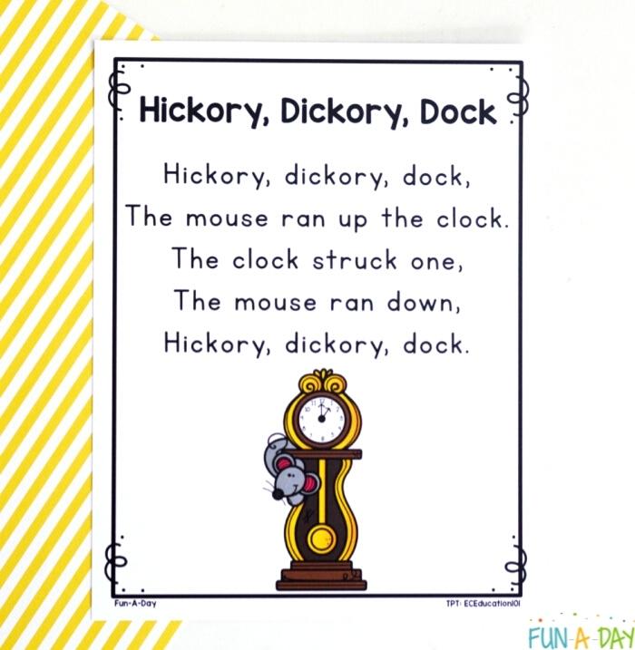 Free hickory dickory dock printable sequencing cards