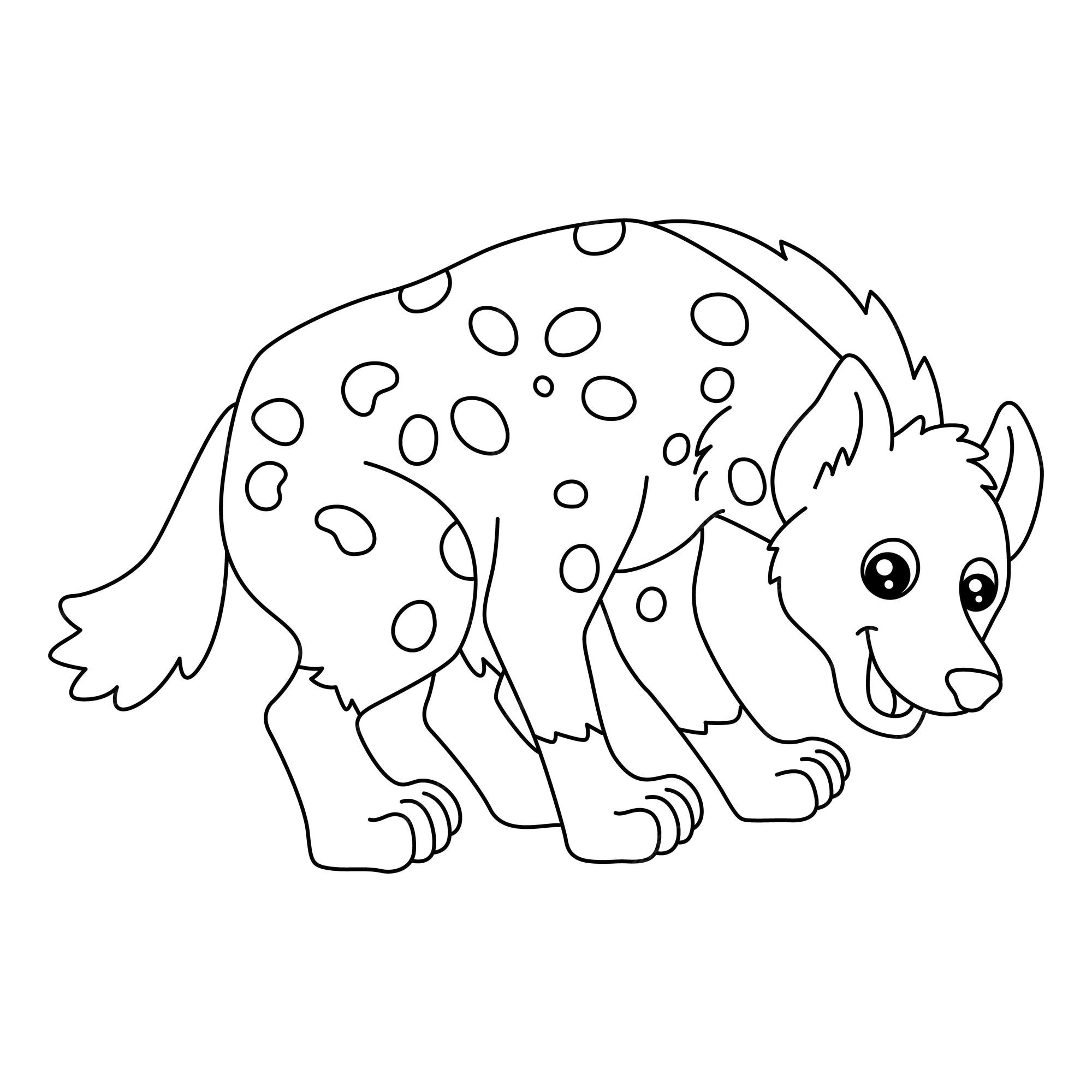 Premium vector a cute and funny coloring page of a hyena provides hours of coloring fun for children to color this page is very easy suitable for little kids and toddlers