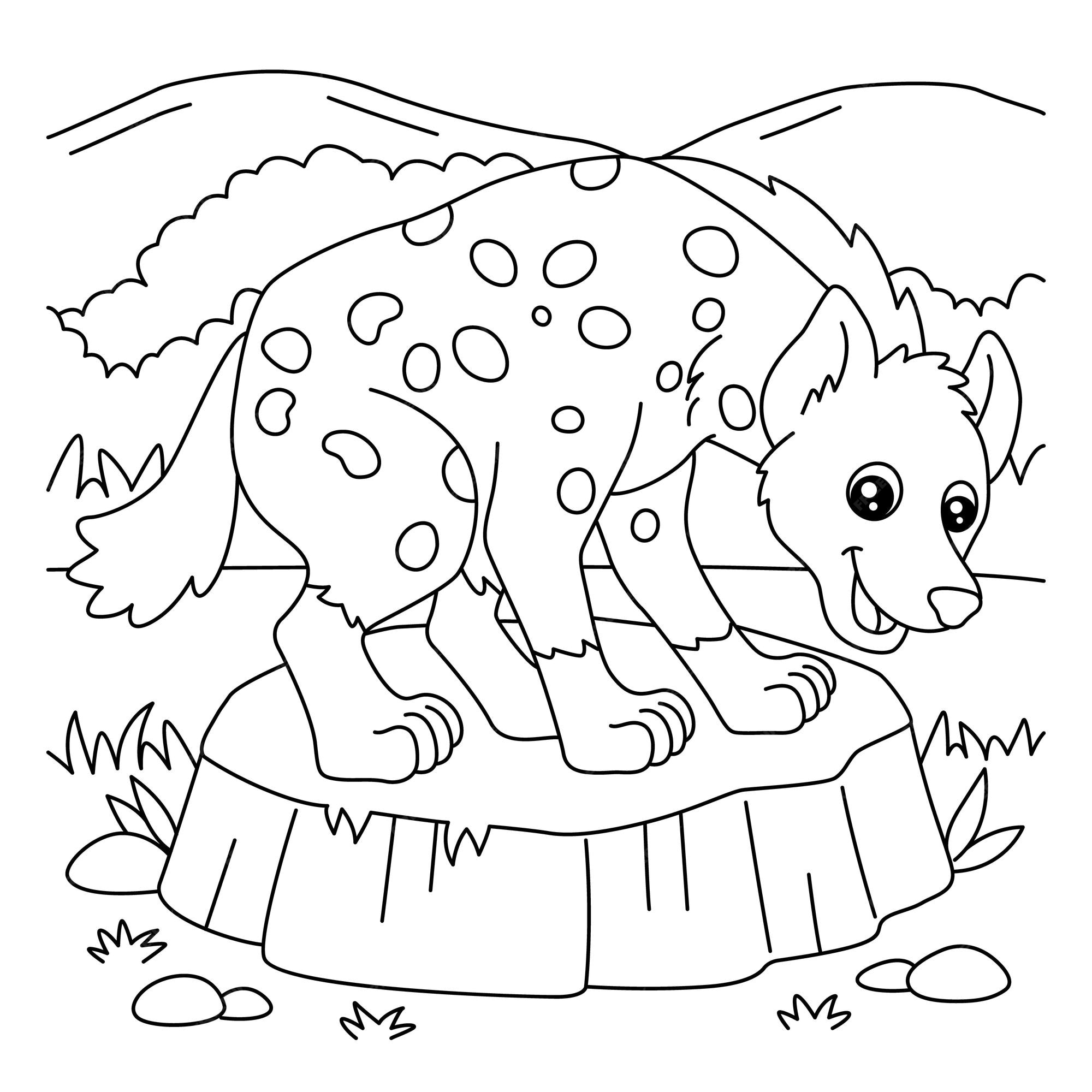 Premium vector hyena coloring page for kids