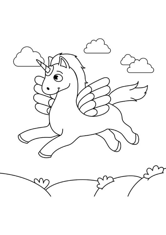 Malvorlage einhorn fliegt in den himmel
