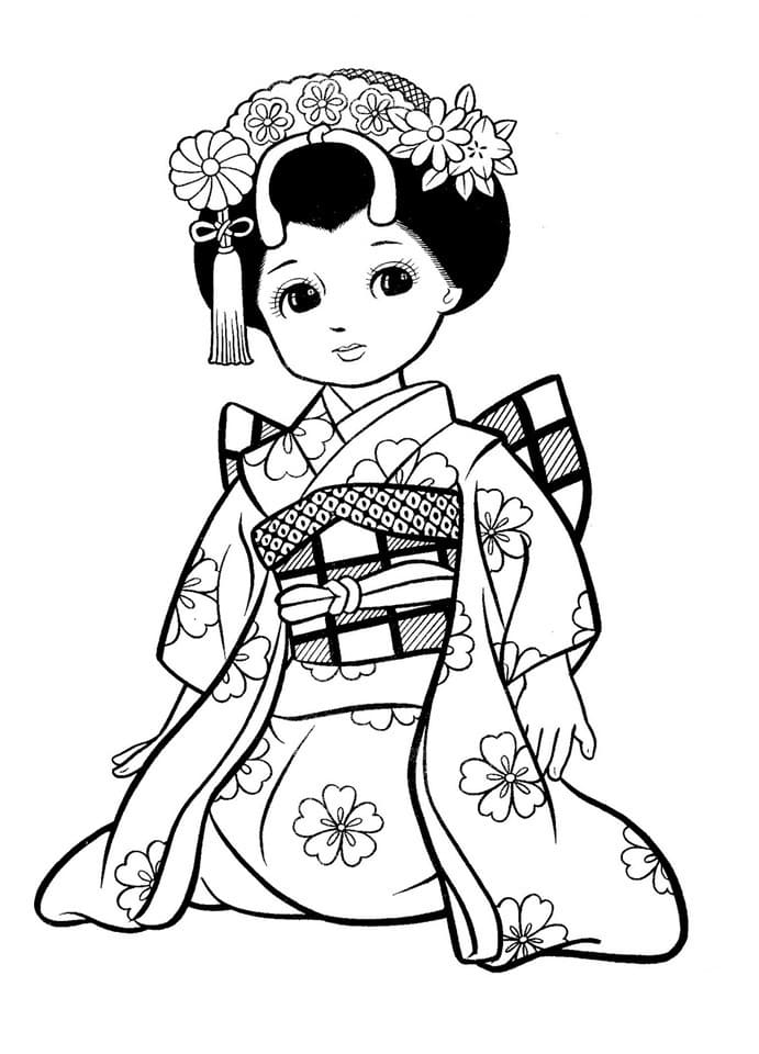 Japanese hinamatsuri coloring page