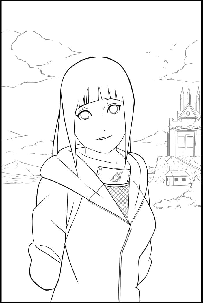 Happy hyuga hinata coloring page