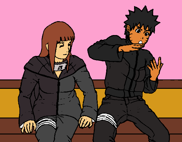 Colored page hinata and naruto painted by user not registered