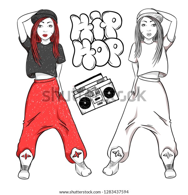 Hip hop dancing girl pretty young stock vector royalty free