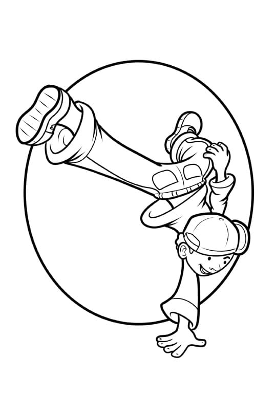 Young boy dancer coloring page