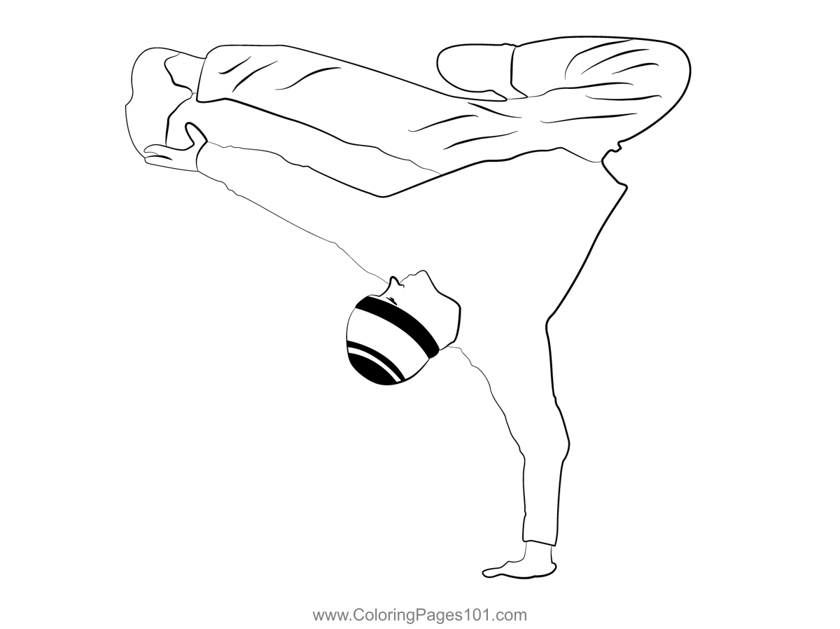 Hip hop dancer coloring page for kids
