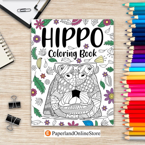 Libro para colorear de hipopãtamos libro para colorear para adultos libro para colorear de animales pãginas para colorear de mandalas florales libro para colorear de citas regalo para amantes de los hipopãtamos