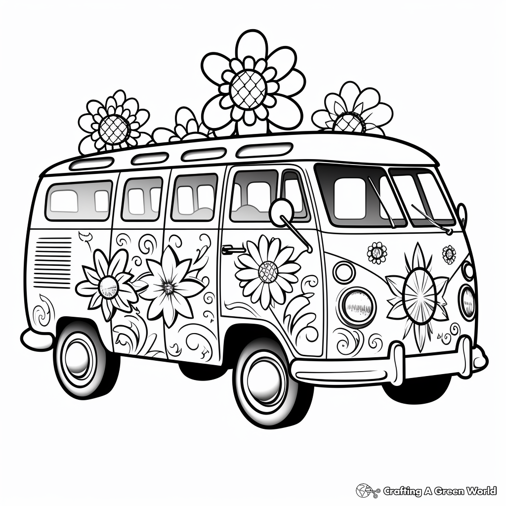 Hippie van coloring pages