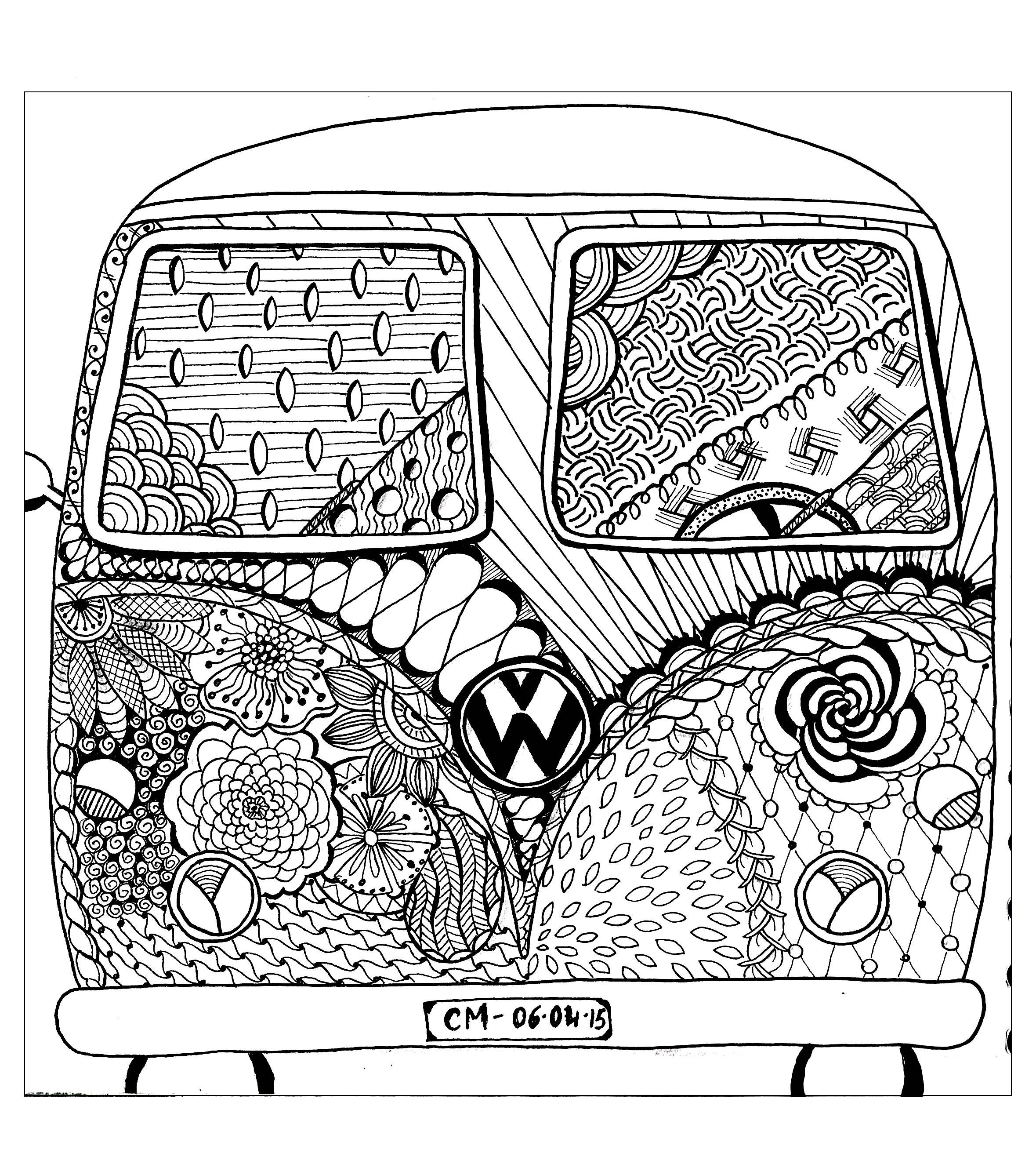 Hippie camper exclusive coloring page see the original work