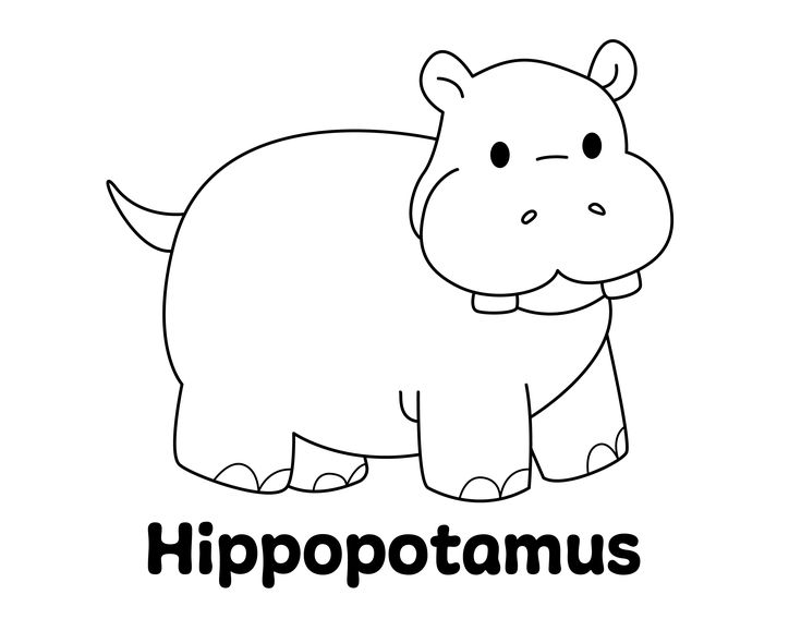 Adorable hippo coloring page