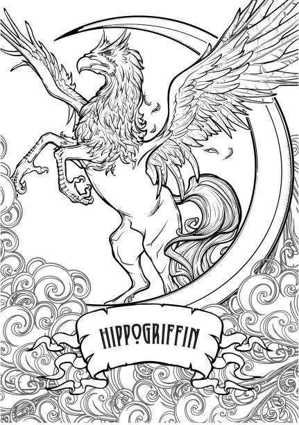 Hippogriff or hippogryph supernatural beast sketch on a white background stock illustration