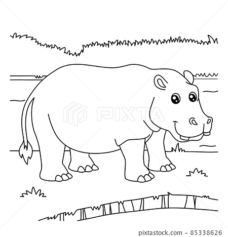 Hippopotamus coloring page for kids