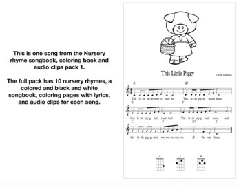Nursery rhyme songbook coloring page and audio clip pack sampler