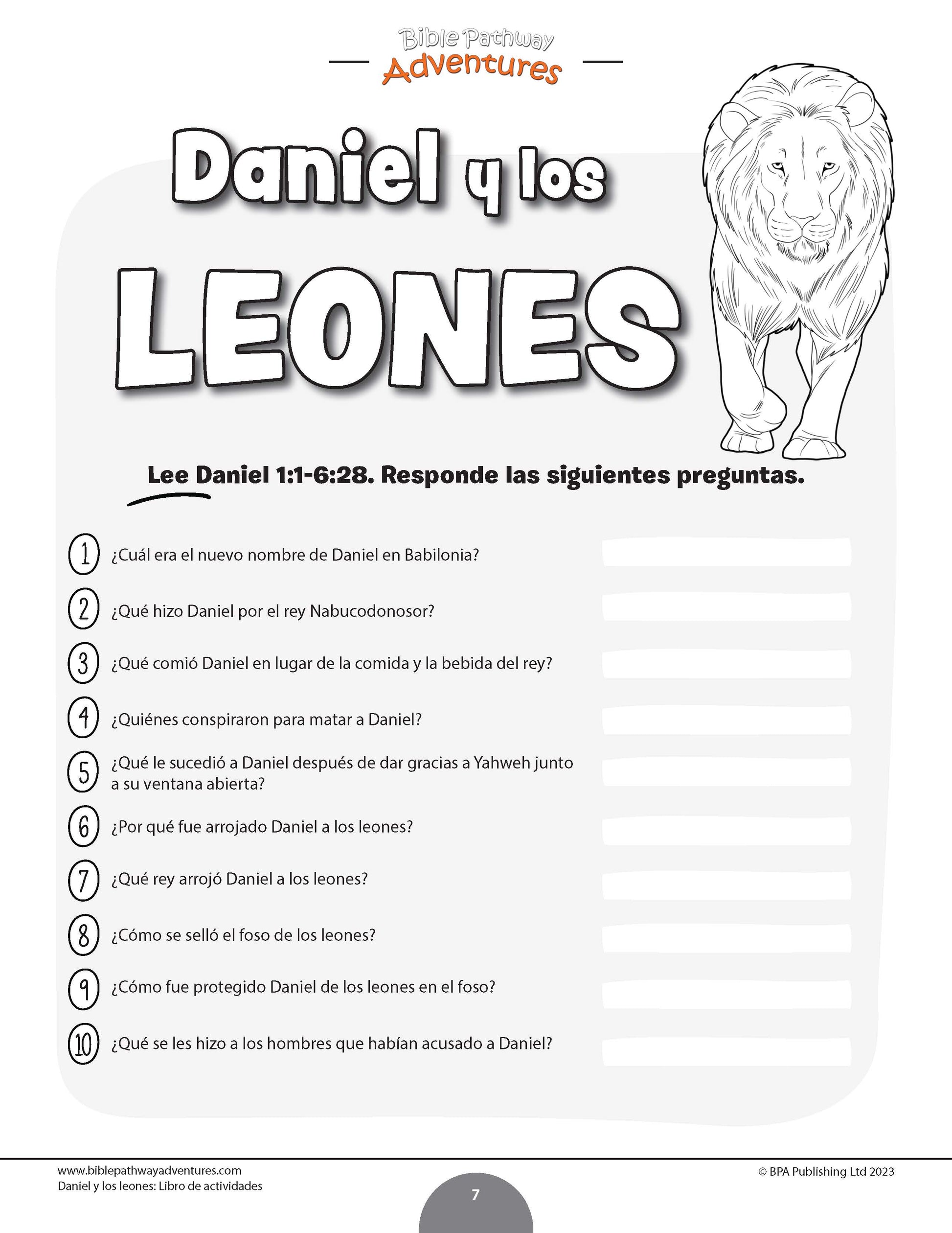 Daniel y los leones libro de actividades â bible pathway adventures