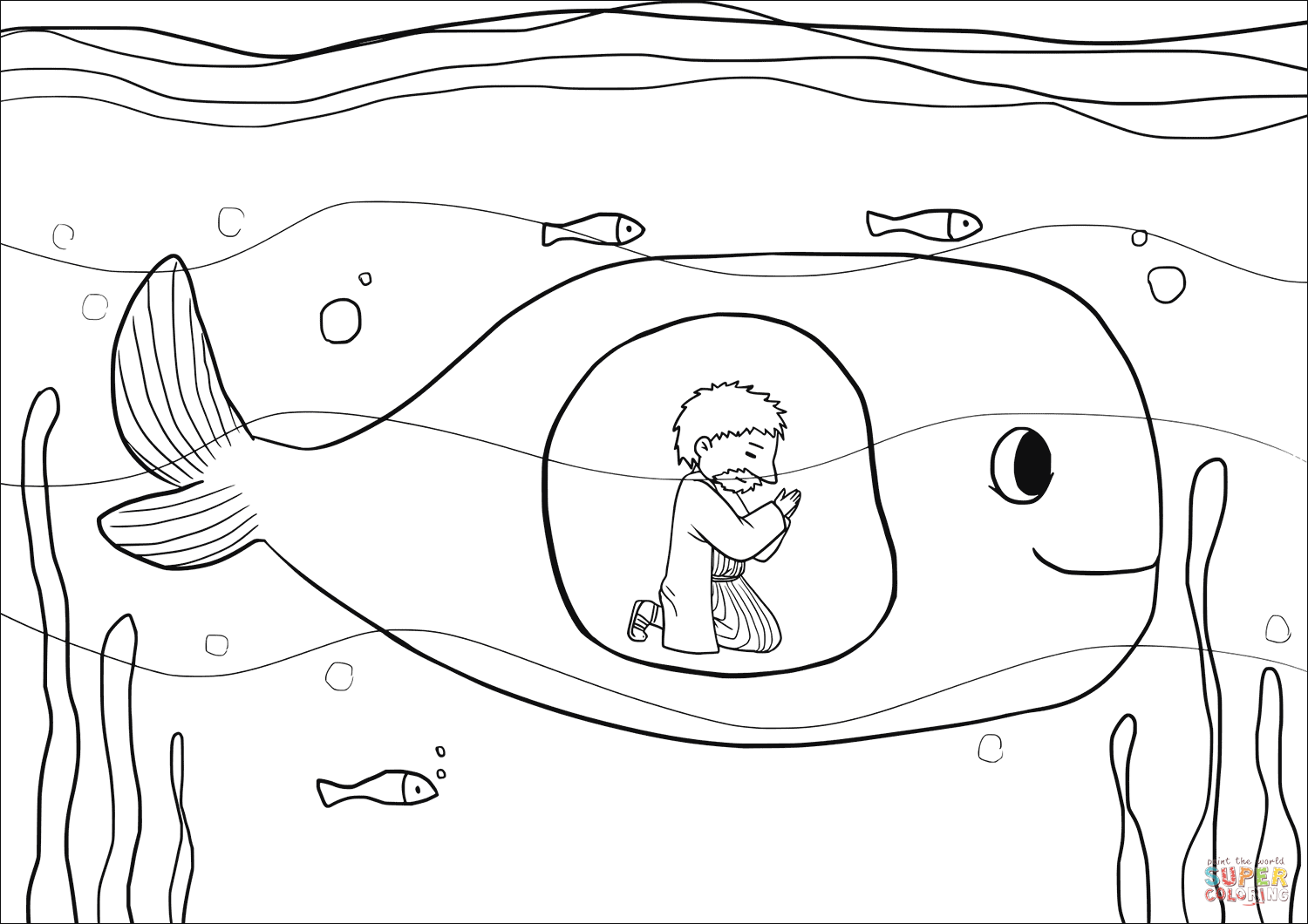 Dibujo de jonãs estuvo tres dãas y tres noches en el estãmago de un pez para colorear dibujos para colorear imprimir gratis