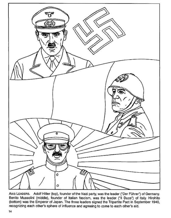 Coloring page hitler mussolini hirohito