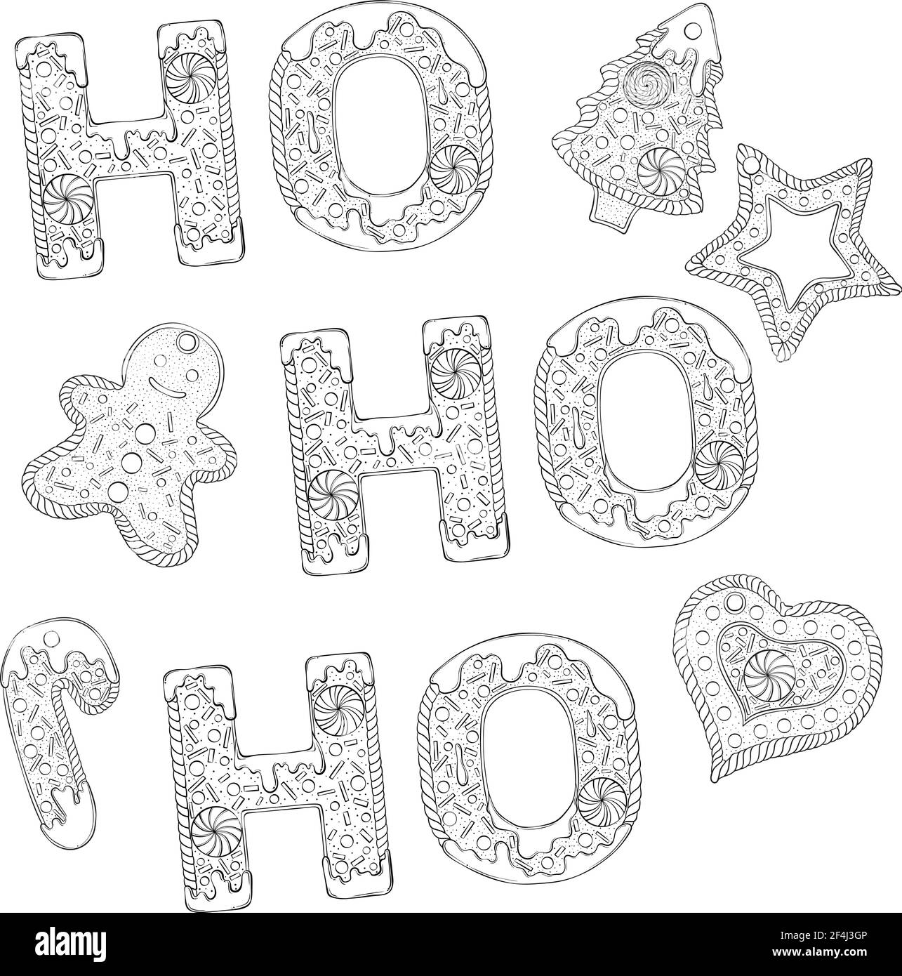 Gingerbread lettering ho ho ho stock vector image art