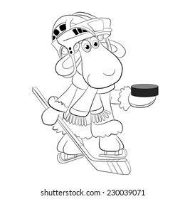 Christmas card cartoon funny sheep hockey stock vector royalty free