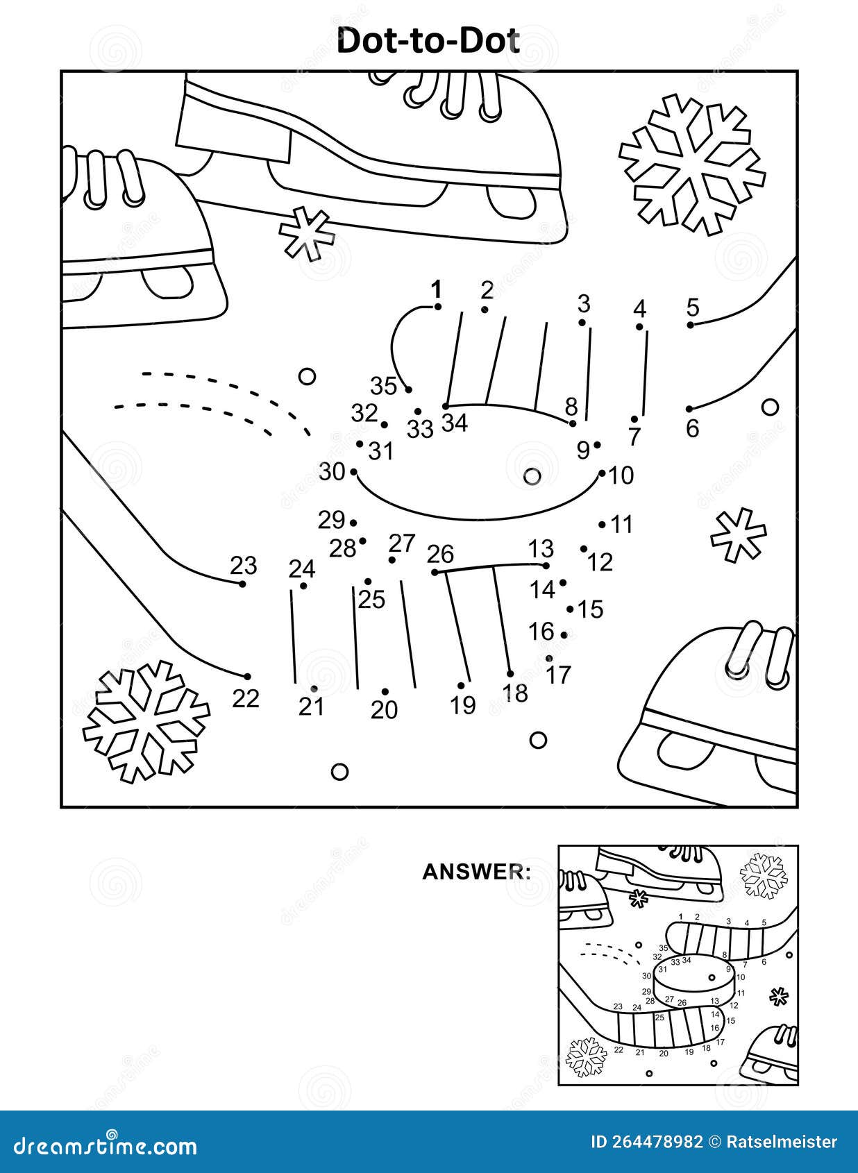 Hockey stick and puck dot