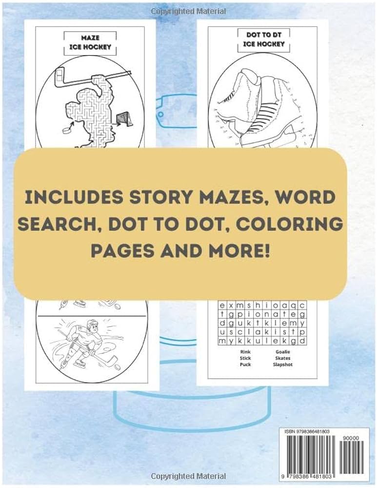 Ice hockey activity and loring book for kids perfect for ice hockey fans includes word search story mazes dot to dot loring pages and more loza marizio books
