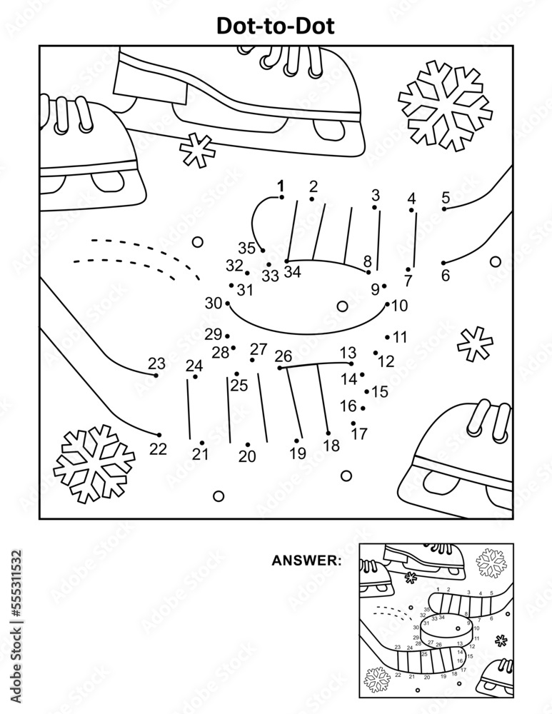 Hockey stick and puck dot