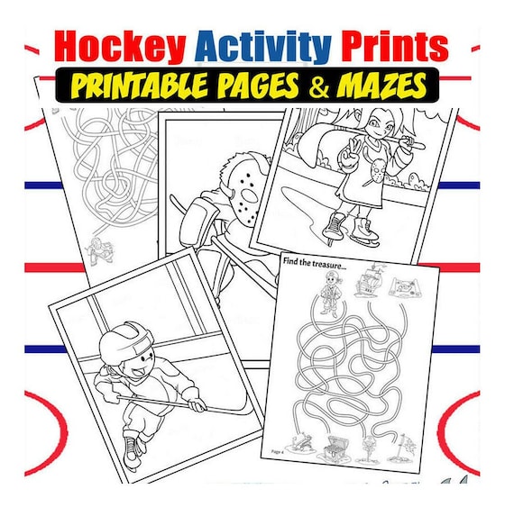 Hockey coloring mazes activity pages printable ice hockey sheets reduce screen time and stress with our fun kids activity color sheets