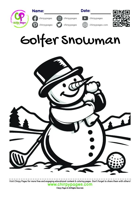 Snowman coloring pages winter fun with sporty snowman