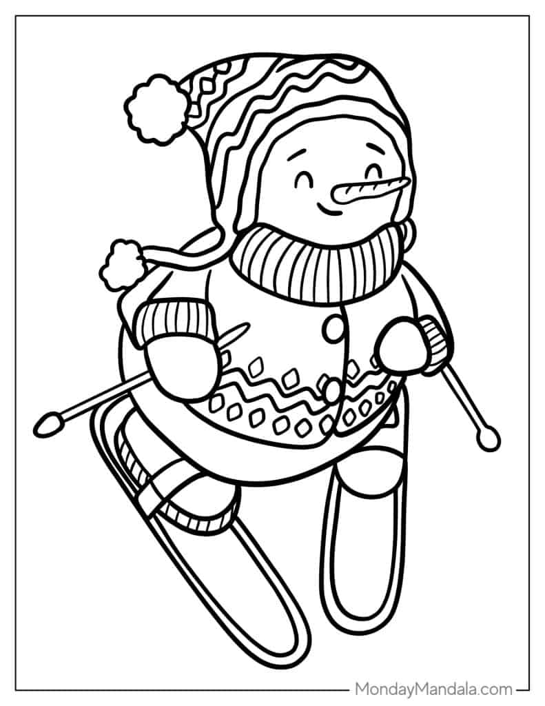 Snowman coloring pages free pdf printables