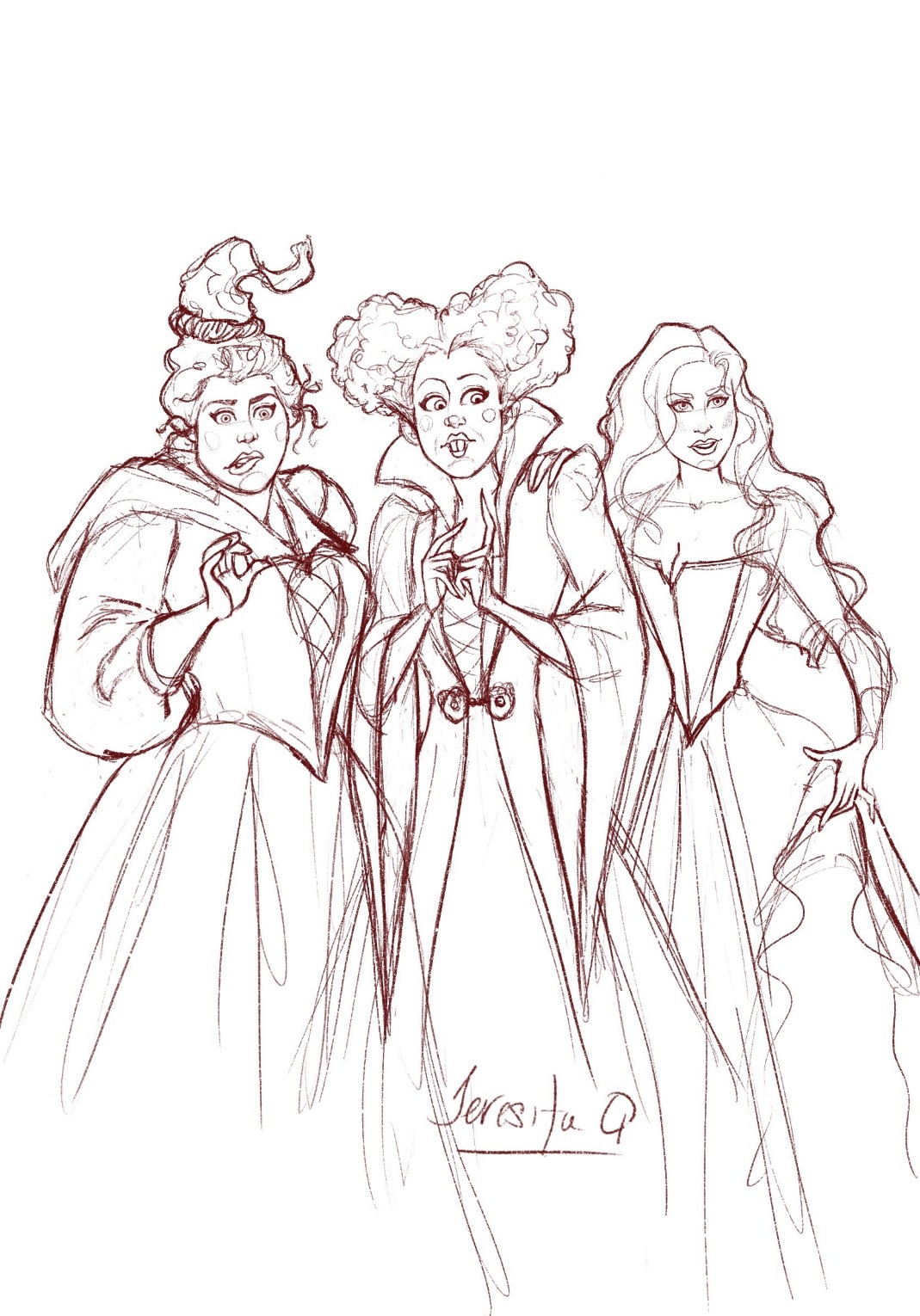 Hocus pocus is ing out and i just had to know what the sanderson sisters would like like in umbra witch uniforms rbayonetta