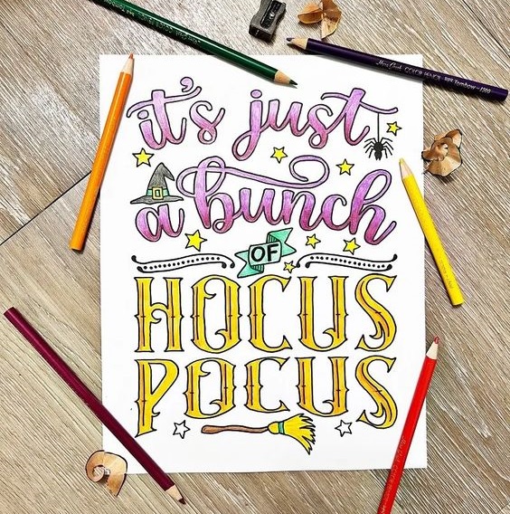 Hocus pocus craft free printable coloring page