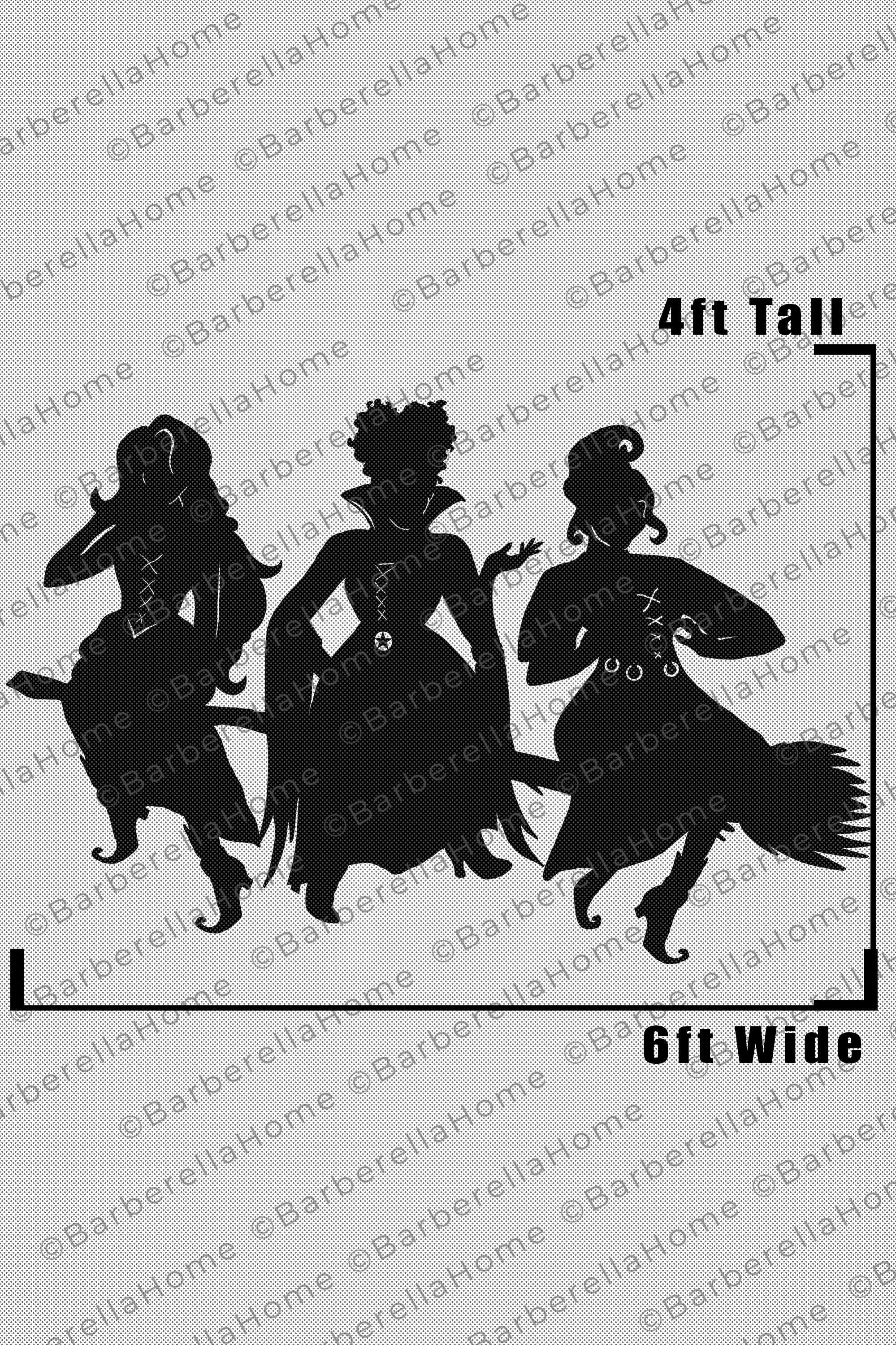 Ft sanderson sistershocus pocus witches template when made printable trace and cut halloween silhouette decor templates stencils pdf