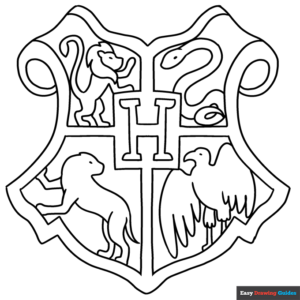 Hogwarts crest coloring page easy drawing guides