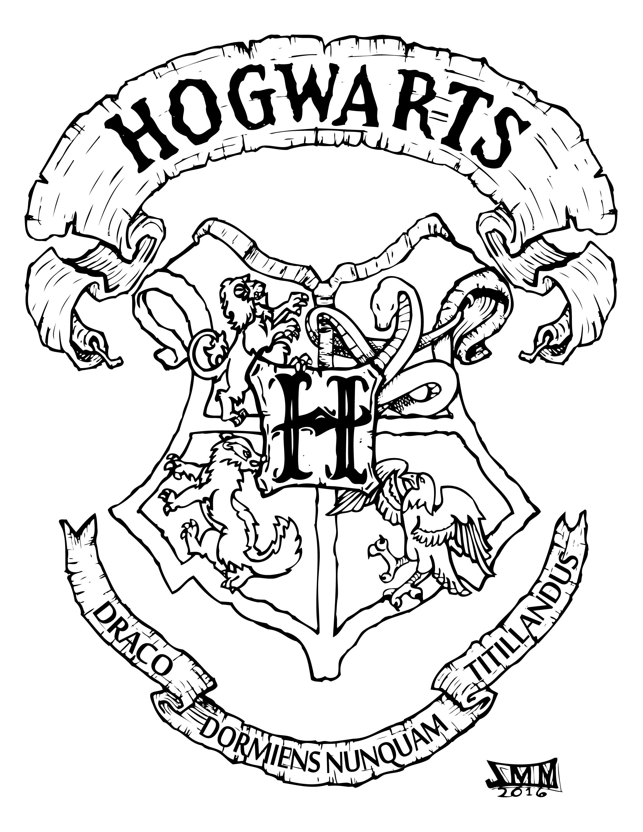 Hogwarts crest coloring page couldnt find one i liked so i do it myself printable coloring pages coloring pages hogwarts crest