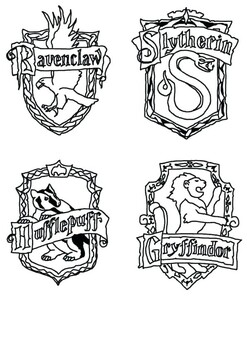 Hogwarts house crests coloring one page by mrfitz tpt