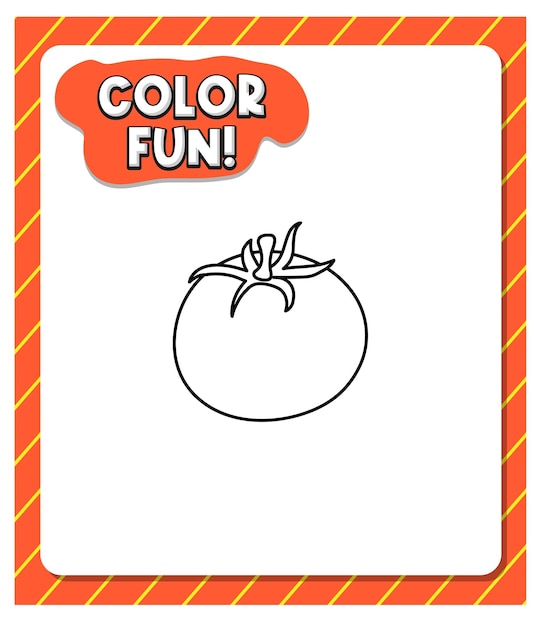 Plantilla de hojas de trabajo con texto divertido en color y quema de tomate vector premium